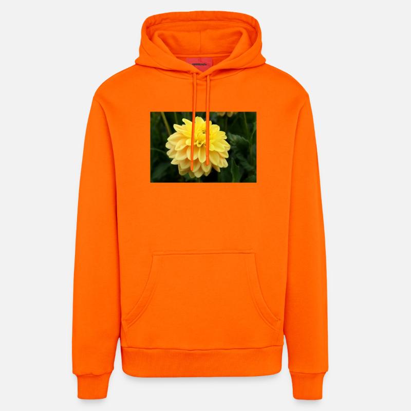 Dahlia fleur jaune, fleur - Sweat à capuche bio décontracté fabriqué en UE - SUNSET ORANGE