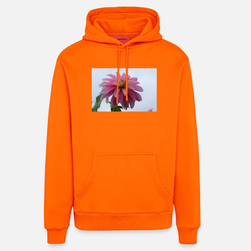 Dahlia rose rose fleur, fleur - Sweat à capuche bio décontracté fabriqué en UE - SUNSET ORANGE
