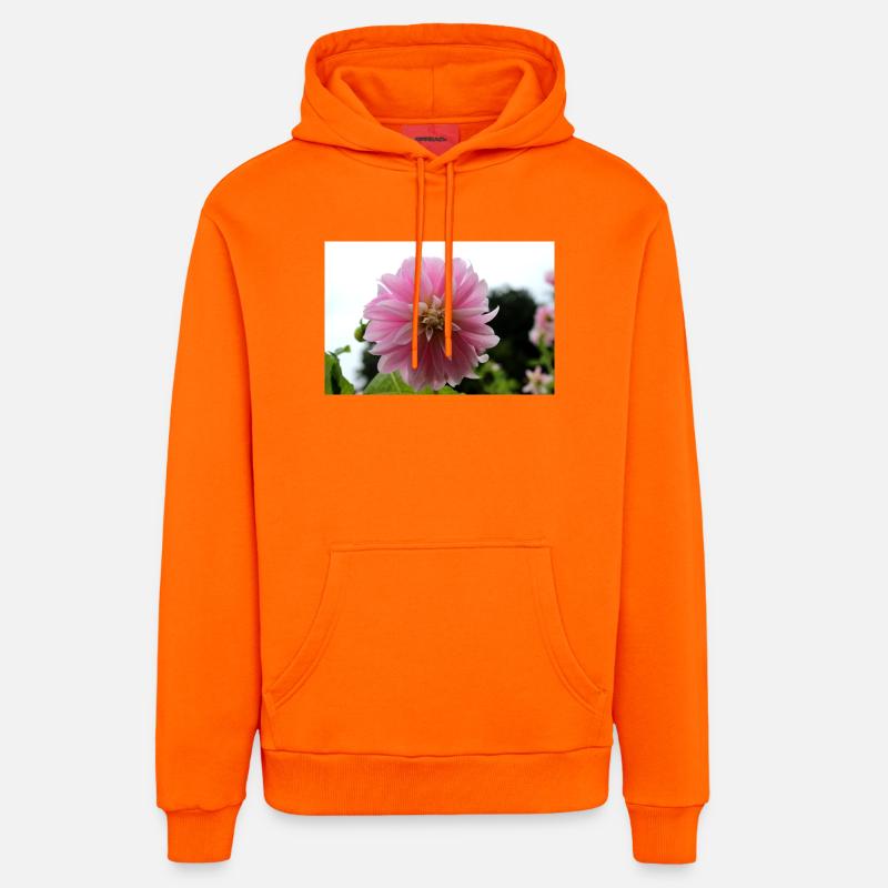 Dahlia rose rose fleur, fleur - Sweat à capuche bio décontracté fabriqué en UE - SUNSET ORANGE