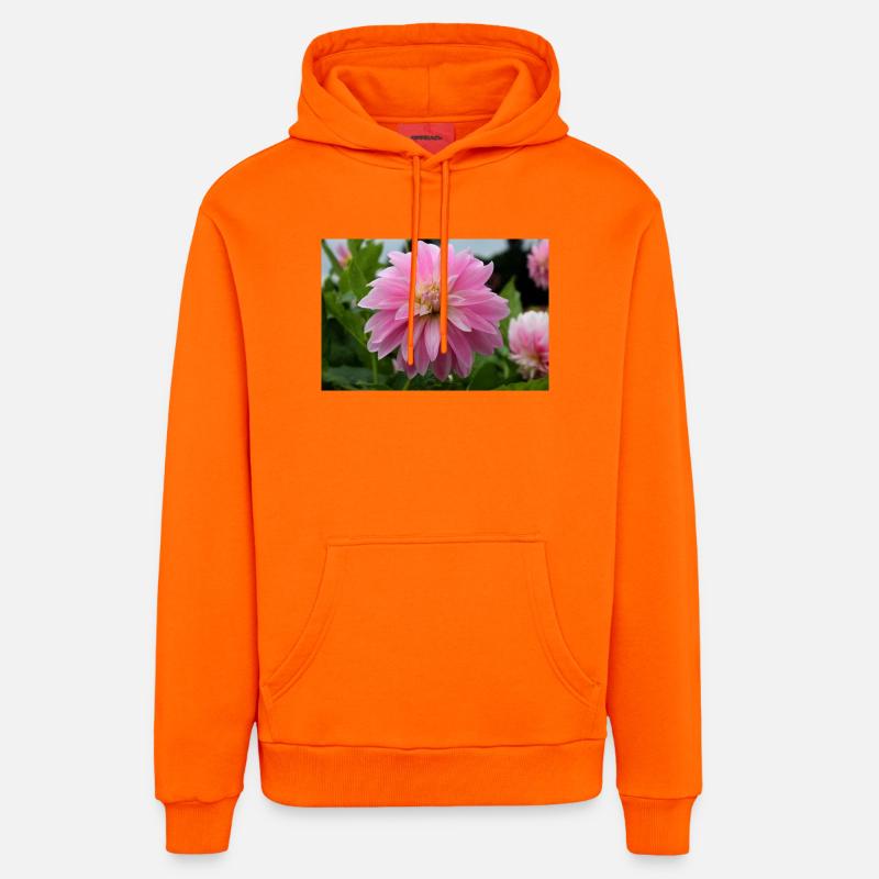 Dahlia rose rose fleur, fleur - Sweat à capuche bio décontracté fabriqué en UE - SUNSET ORANGE