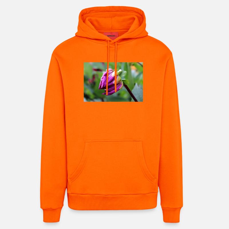 Fleur de Dahlia rouge violet, fleur - Sweat à capuche bio décontracté fabriqué en UE - SUNSET ORANGE