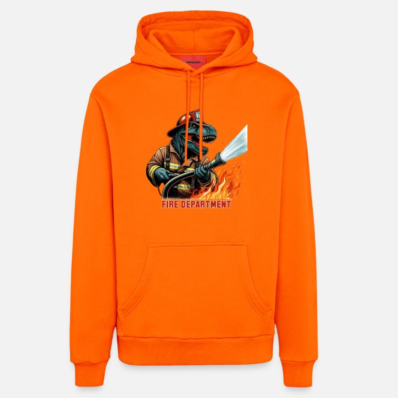 Pompier T-Rex cadeau - Sweat à capuche bio décontracté fabriqué en UE - SUNSET ORANGE