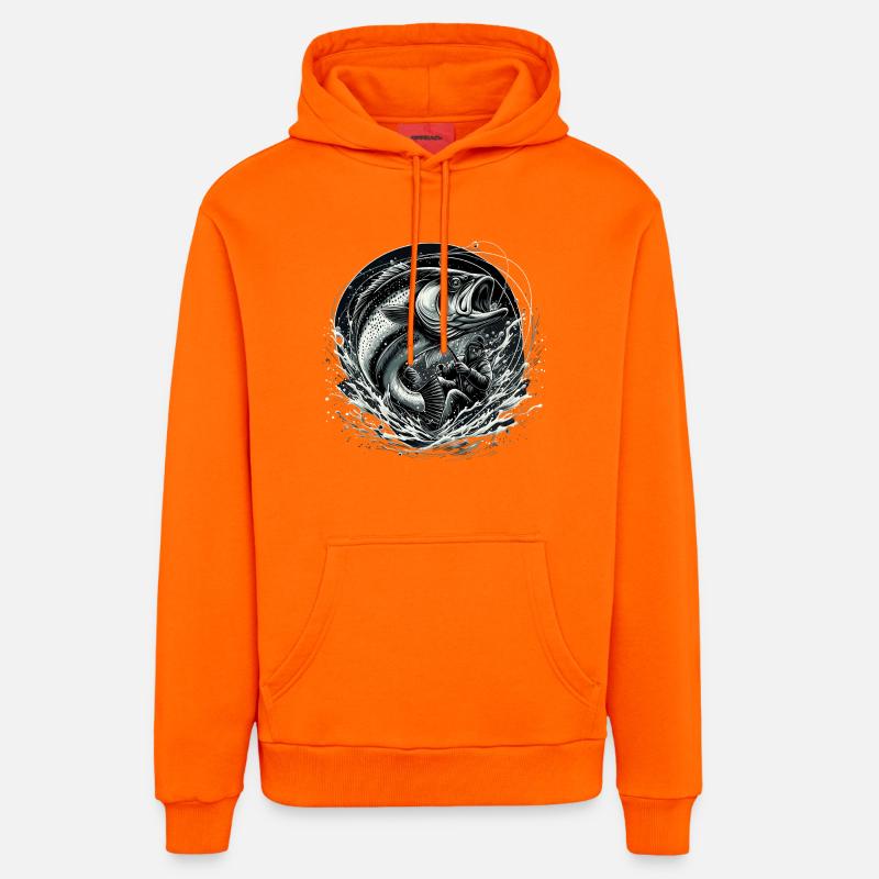 Pêcheur pêcheur dynamique cadeau - Sweat à capuche bio décontracté fabriqué en UE - SUNSET ORANGE