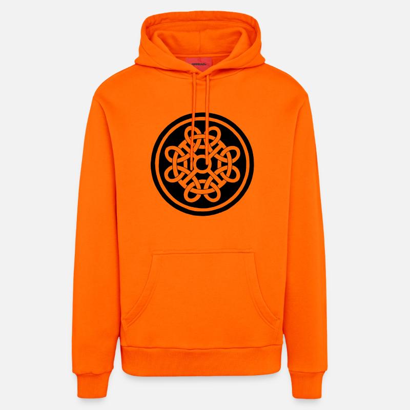 Fleur celte et talisman noir - Sweat à capuche bio décontracté fabriqué en UE - SUNSET ORANGE