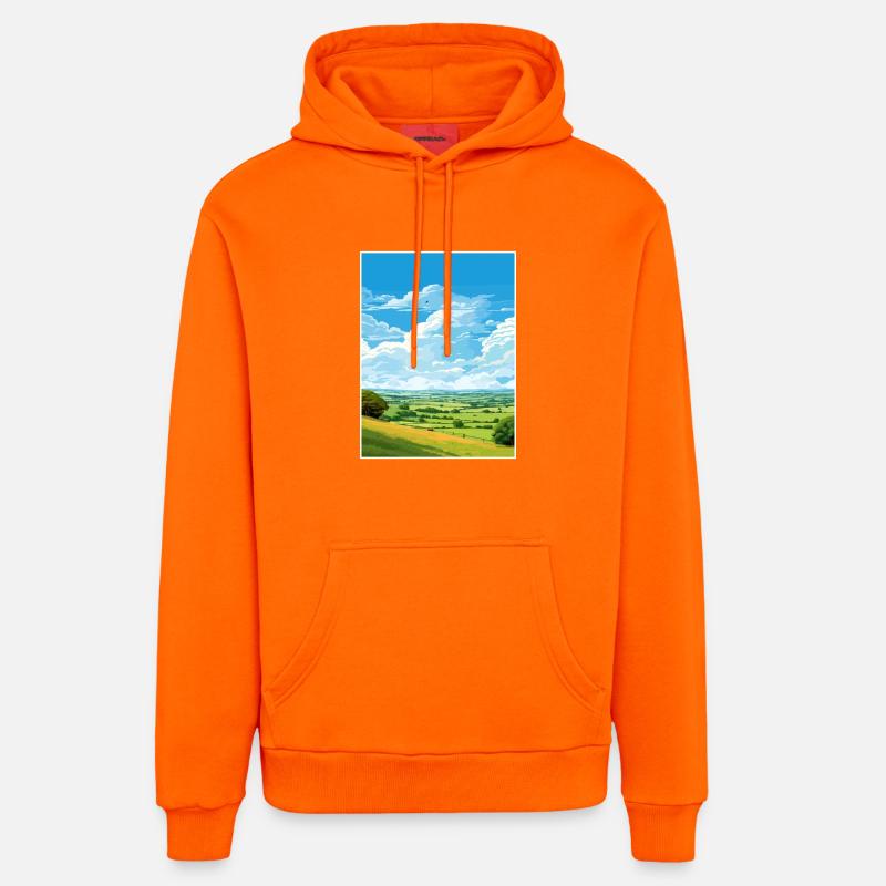 Mendip Hills Aonb Affiche de voyage Souvenir Peinture WPA - Sweat à capuche bio décontracté fabriqué en UE - SUNSET ORANGE
