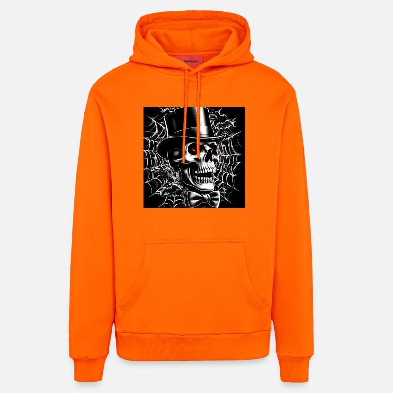 Crâne élégant d’Halloween - Sweat à capuche bio décontracté fabriqué en UE - SUNSET ORANGE