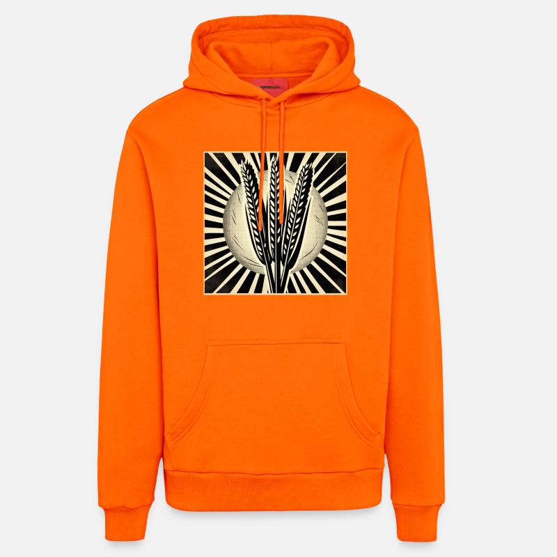 3 épis de blé - Sweat à capuche bio décontracté fabriqué en UE - SUNSET ORANGE