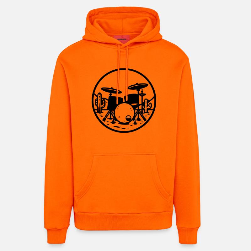 Graphiques de batterie - Sweat à capuche bio décontracté fabriqué en UE - SUNSET ORANGE
