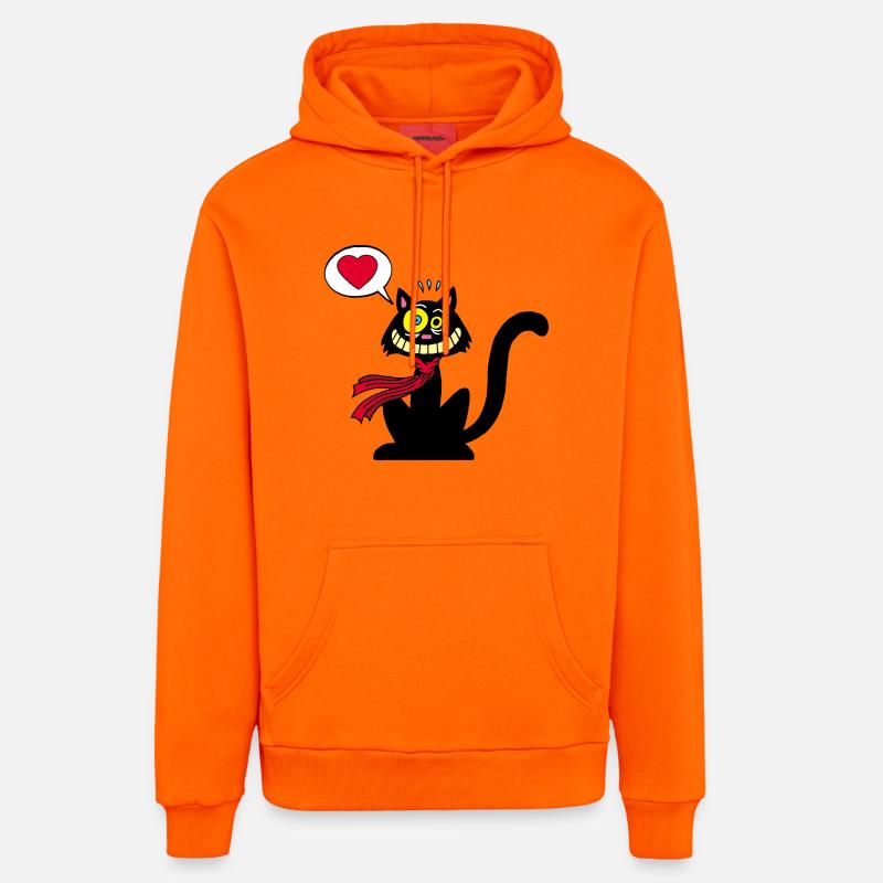 Chat noir amoureux - Sweat à capuche bio décontracté fabriqué en UE - SUNSET ORANGE