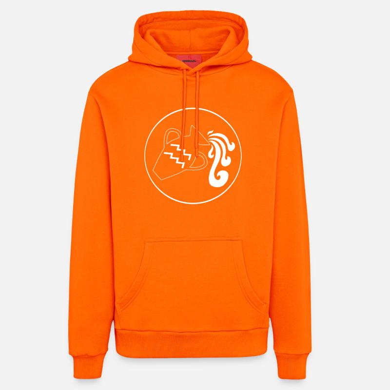 Signe du zodiaque verseau (blanc) - Sweat à capuche bio décontracté fabriqué en UE - SUNSET ORANGE