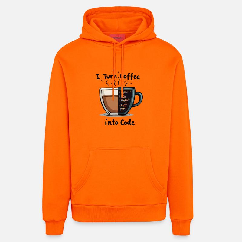Du café au code - Sweat à capuche bio décontracté fabriqué en UE - SUNSET ORANGE