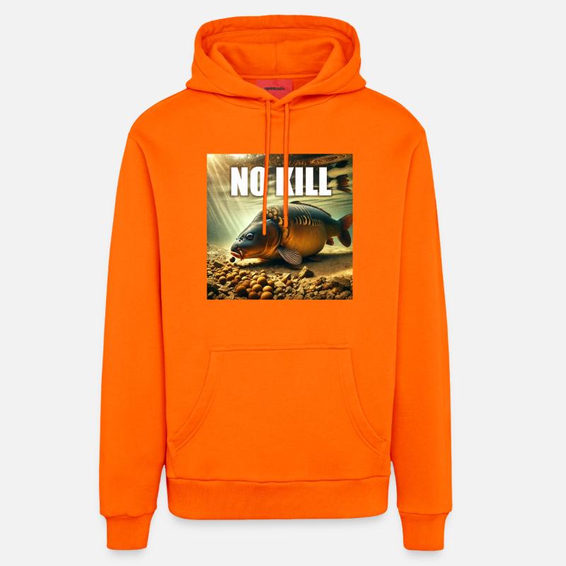Carpe cuire qui déguste ses bouillettes - Sweat à capuche bio décontracté fabriqué en UE - SUNSET ORANGE