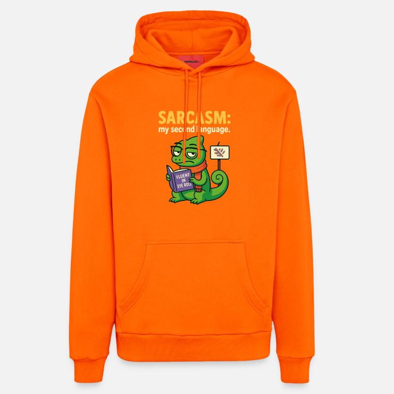 Sarcasme de la seconde langue - Sweat à capuche bio décontracté fabriqué en UE - SUNSET ORANGE