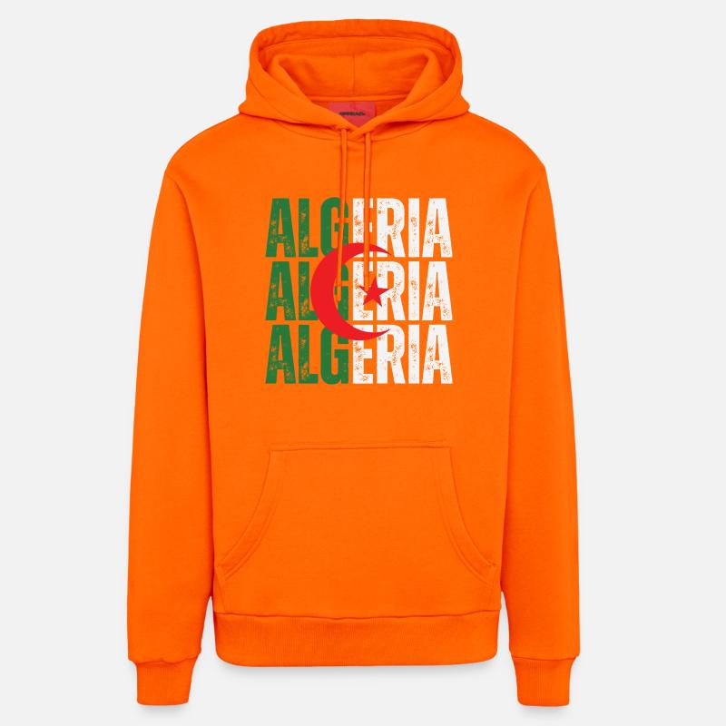 Drapeau algérien, fierté algérienne - Sweat à capuche bio décontracté fabriqué en UE - SUNSET ORANGE