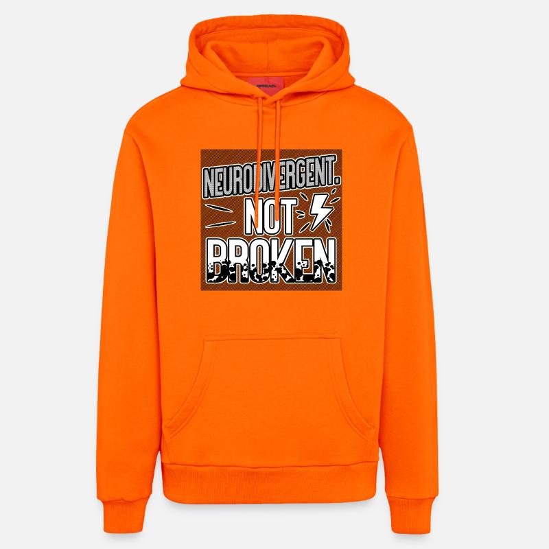 Neurodivergent Not Broken – Neurodiversity Pride - Sweat à capuche bio décontracté fabriqué en UE - SUNSET ORANGE