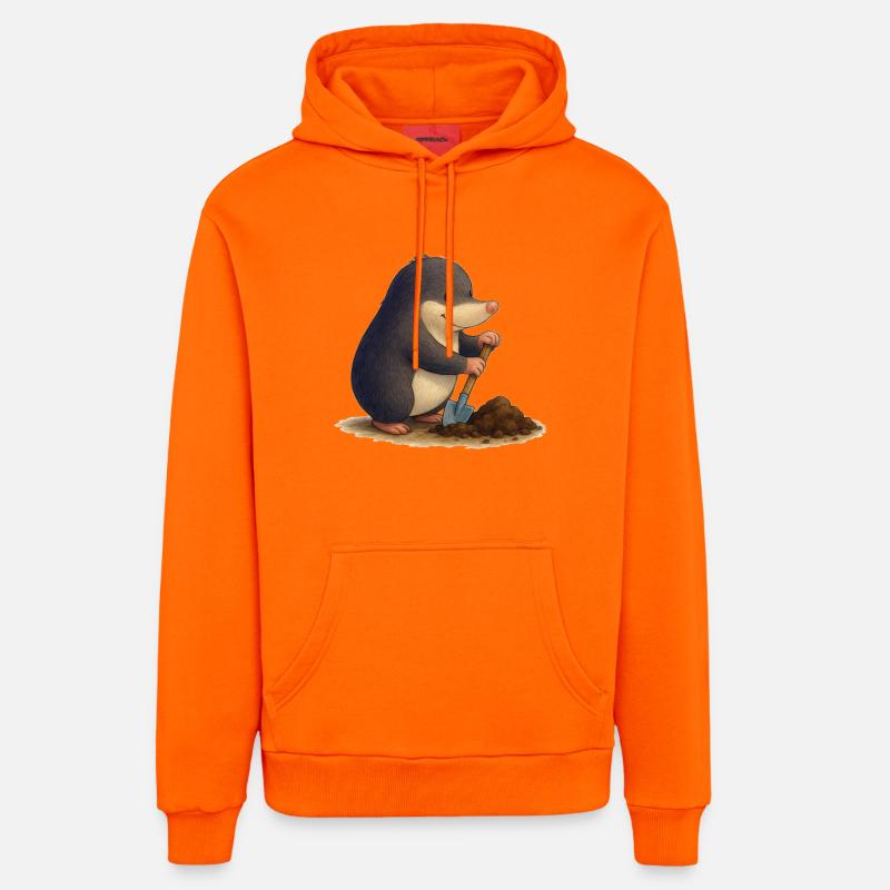 Taupe industrieuse avec pelle - Sweat à capuche bio décontracté fabriqué en UE - SUNSET ORANGE
