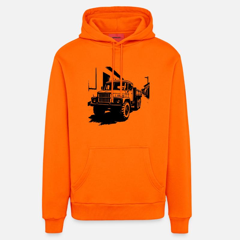 Géant d’acier de l’Est - Sweat à capuche bio décontracté fabriqué en UE - SUNSET ORANGE
