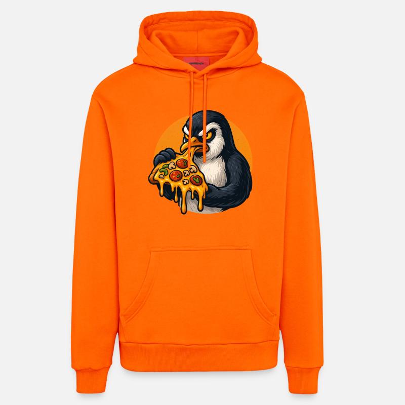 Determined Penguin Pizza Cuisine Italienne - Sweat à capuche bio décontracté fabriqué en UE - SUNSET ORANGE