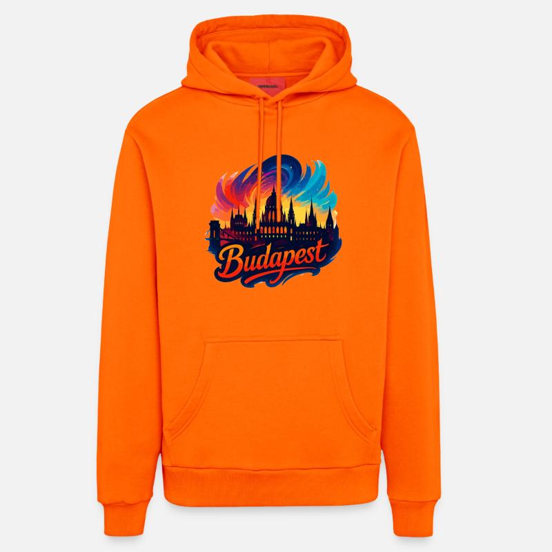 Budapest Capitale Hongrie Silhouette Cadeau - Sweat à capuche bio décontracté fabriqué en UE - SUNSET ORANGE
