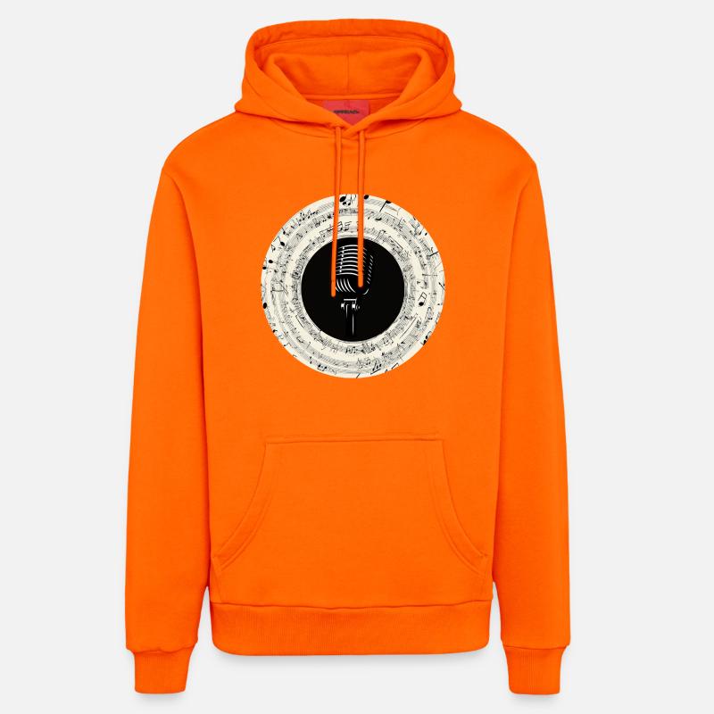 Microphone Musical Notes Art - Sweat à capuche bio décontracté fabriqué en UE - SUNSET ORANGE