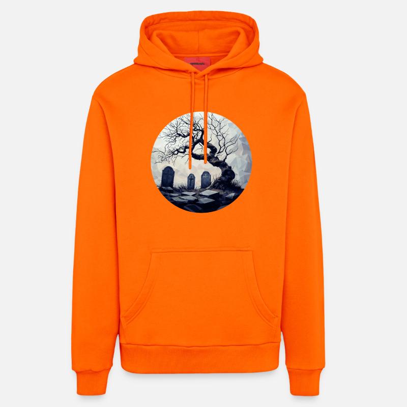 Tombe oubliée avec arbre noueux - Sweat à capuche bio décontracté fabriqué en UE - SUNSET ORANGE