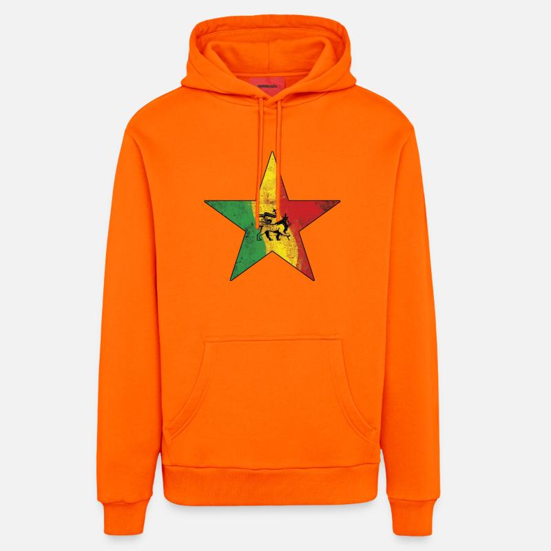 Lions rasta au design ethnique - Sweat à capuche bio décontracté fabriqué en UE - SUNSET ORANGE