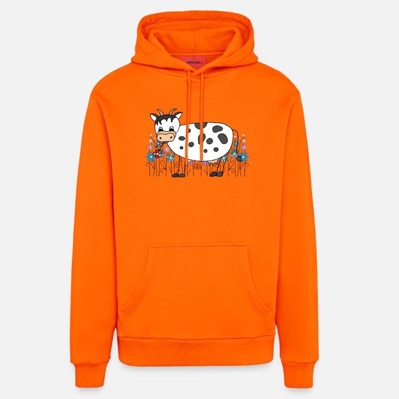Vache - Sweat à capuche bio décontracté fabriqué en UE - SUNSET ORANGE
