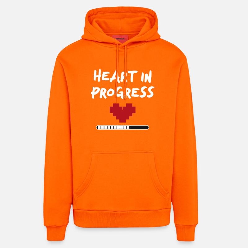 Déclaration HEART IN PROGRESS - Sweat à capuche bio décontracté fabriqué en UE - SUNSET ORANGE