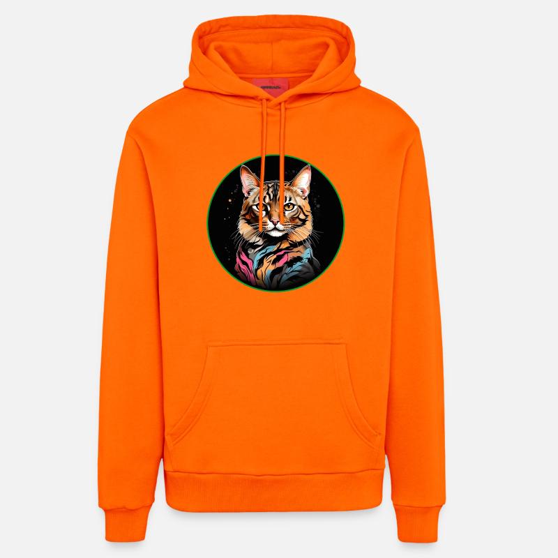 Chat Bengal avec écharpe - Sweat à capuche bio décontracté fabriqué en UE - SUNSET ORANGE