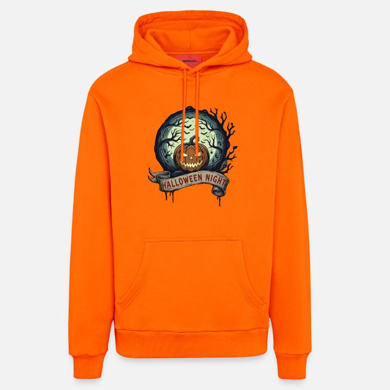 Citrouille d’Halloween au clair de lune - Sweat à capuche bio décontracté fabriqué en UE - SUNSET ORANGE