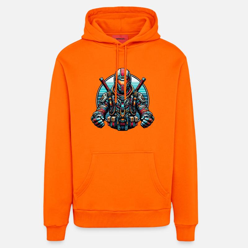 Robot Samouraï - Sweat à capuche bio décontracté fabriqué en UE - SUNSET ORANGE