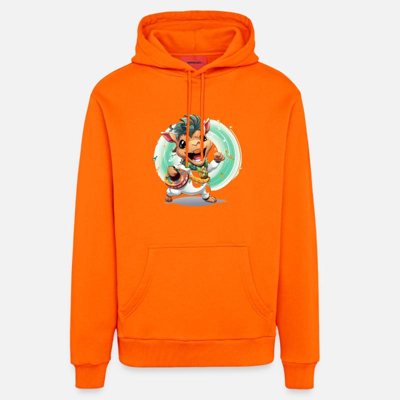 Tambours de vache dans le carnaval - Sweat à capuche bio décontracté fabriqué en UE - SUNSET ORANGE