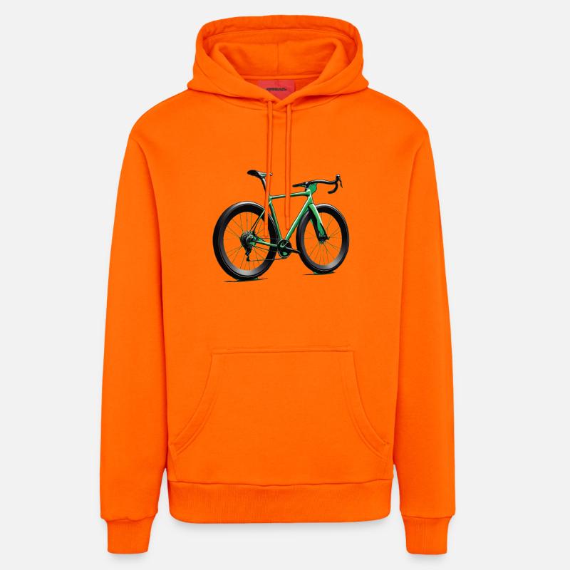 Vélo de route style néon vert - Sweat à capuche bio décontracté fabriqué en UE - SUNSET ORANGE