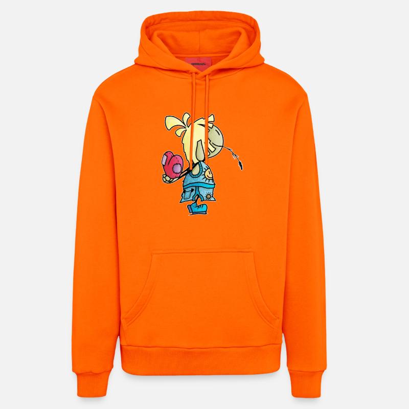 Mael - le cœur géant / - Sweat à capuche bio décontracté fabriqué en UE - SUNSET ORANGE