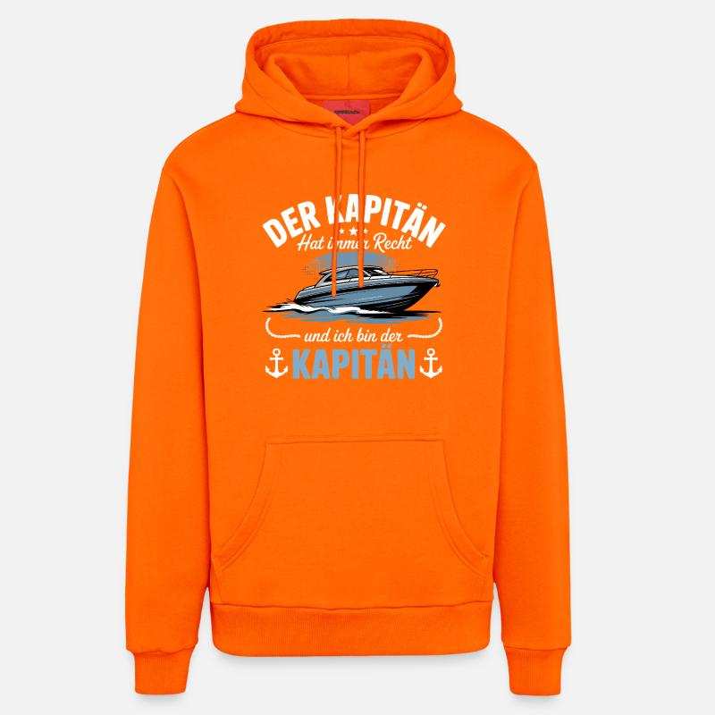 Capitaine de bateau, permis de bateau - Sweat à capuche bio décontracté fabriqué en UE - SUNSET ORANGE