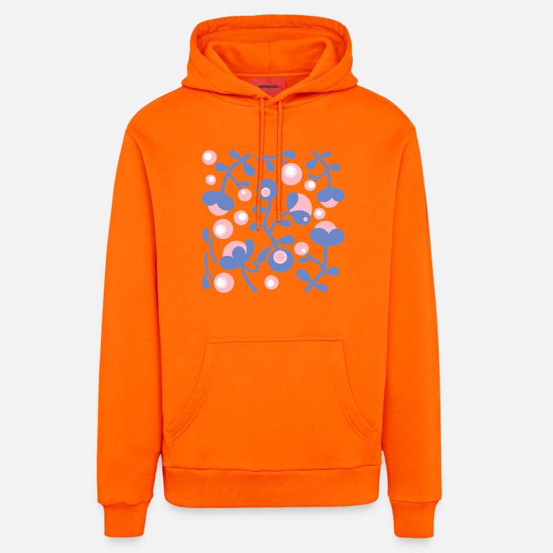 Pivoines abstraites L Rose Blue White - Sweat à capuche bio décontracté fabriqué en UE - SUNSET ORANGE