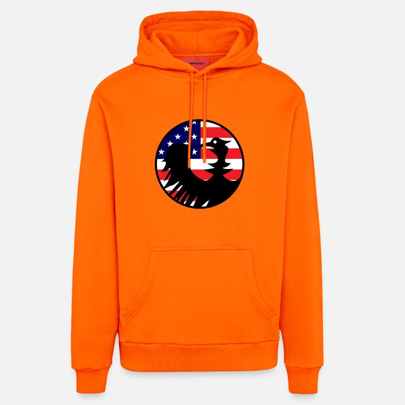 Drapeau de l’aigle aux États-Unis - Sweat à capuche bio décontracté fabriqué en UE - SUNSET ORANGE