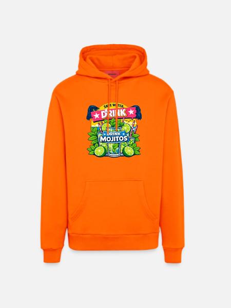 Save the water, drink Mojitos - Organic Relaxed Hoodie Made in EU - SUNSET ORANGE