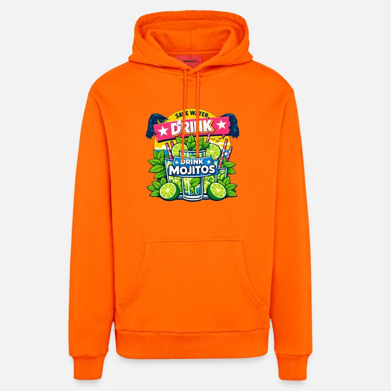 Sauvez l'eau, buvez Mojitos - Sweat à capuche bio décontracté fabriqué en UE - SUNSET ORANGE
