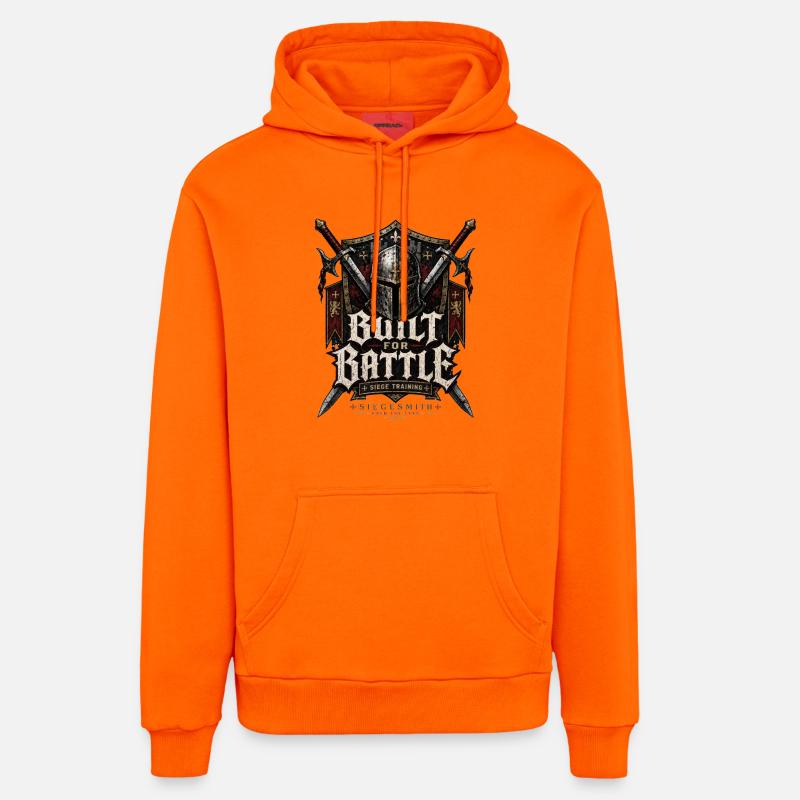Croisé : Conçu pour le combat - Sweat à capuche bio décontracté fabriqué en UE - SUNSET ORANGE