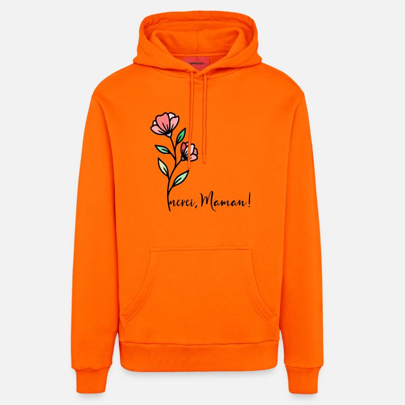 Merci Maman Fleurs - Sweat à capuche bio décontracté fabriqué en UE - SUNSET ORANGE
