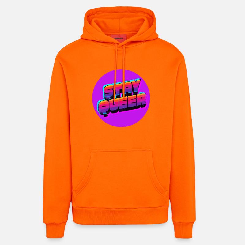 Reste queer rétro néon - Sweat à capuche bio décontracté fabriqué en UE - SUNSET ORANGE