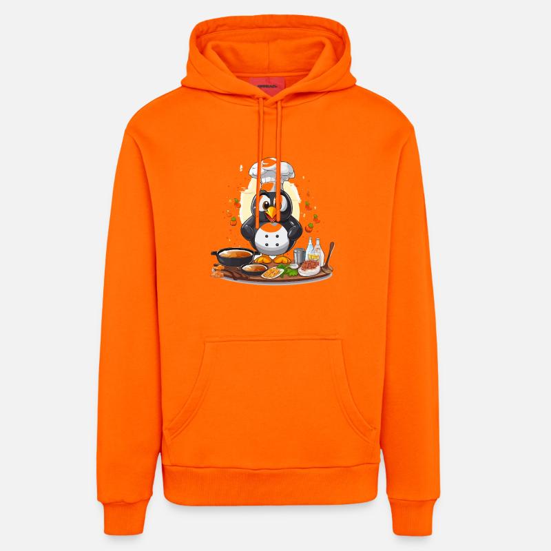 Kitchen Penguin Chef Design - Sweat à capuche bio décontracté fabriqué en UE - SUNSET ORANGE