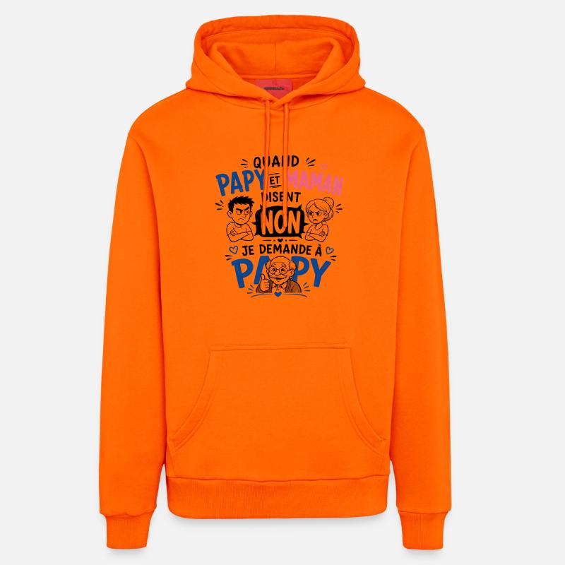 Je demande à Papy ! - Sweat à capuche bio décontracté fabriqué en UE - SUNSET ORANGE