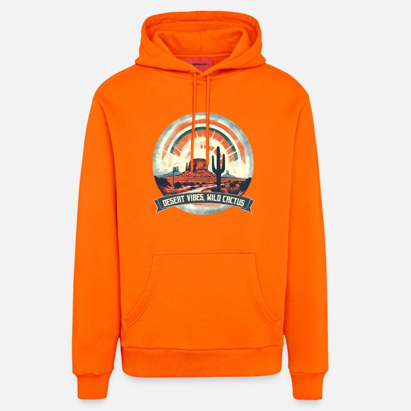 Atmossphères du désert - Sweat à capuche bio décontracté fabriqué en UE - SUNSET ORANGE