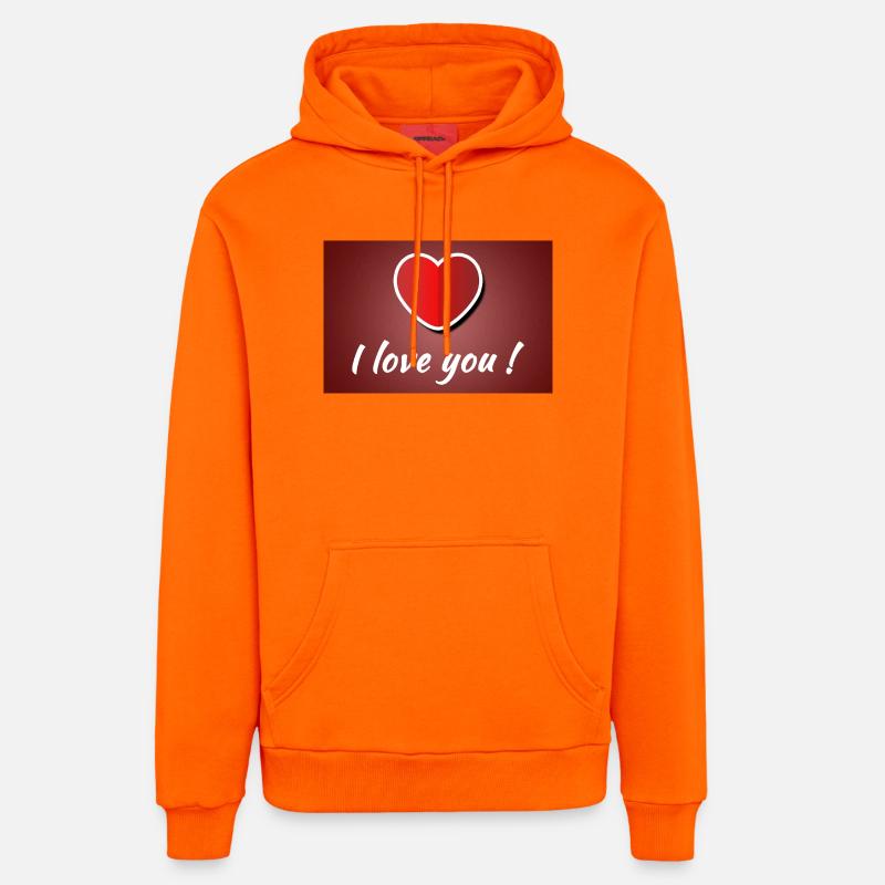 Je t’aime - Affiche avec cœur - Sweat à capuche bio décontracté fabriqué en UE - SUNSET ORANGE