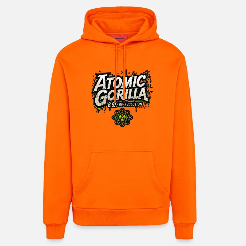 Atomic Gorilla Re-Evolution - Organic Relaxed Hoodie Made in EU - SUNSET ORANGE