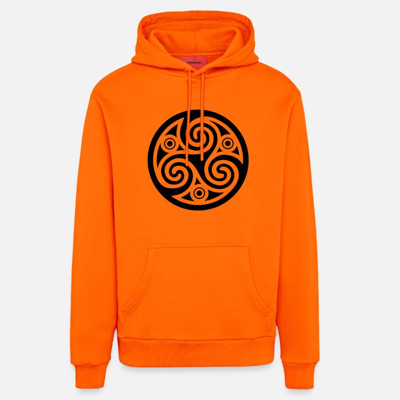 Art celte noir - Sweat à capuche bio décontracté fabriqué en UE - SUNSET ORANGE