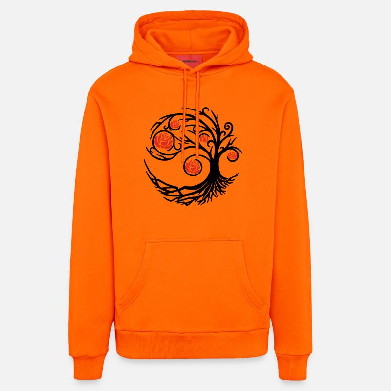 Rosier noir étrange - Sweat à capuche bio décontracté fabriqué en UE - SUNSET ORANGE