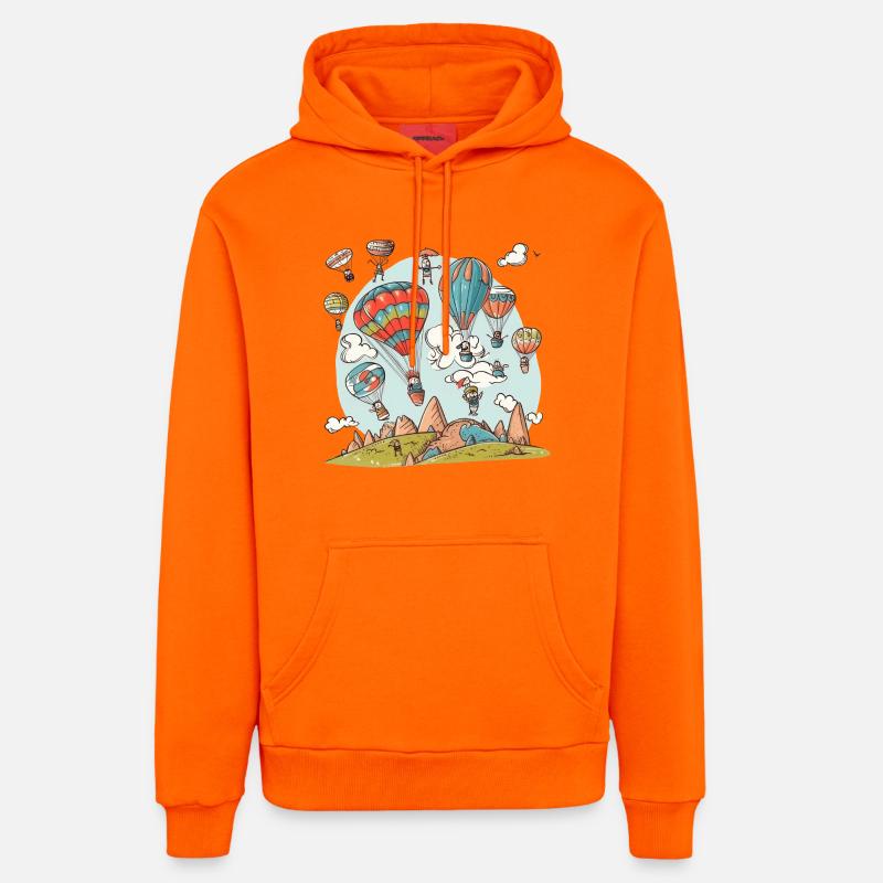 Doodle ballon - Sweat à capuche bio décontracté fabriqué en UE - SUNSET ORANGE